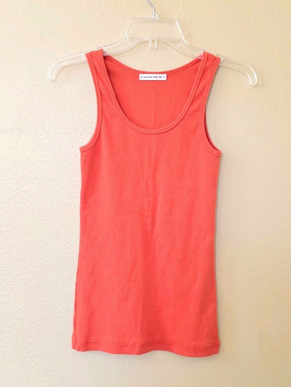 American Giant Womens Orange Ribbed Knit Tank Top - Size XS